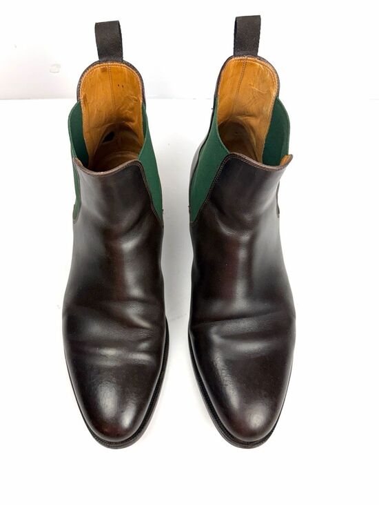 SCAROSSO Italy Giancarlo Chelsea Boots Brown Leather Green Side Panel sz 45 US12 main image 13